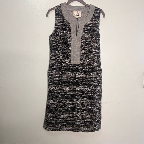 ANTHROPOLOGIE TABITHA MARLED KNIT GREY & BLACK DRESS SIZE 10 - Picture 2 of 8